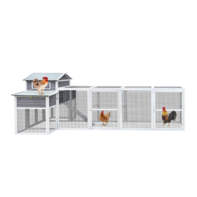 Chicken Coop Extra Large Chicken Coop, Outdoor Wooden Chicken Coop Black Anti Rust Wire Poultry Coop With 2 Nest Boxes, 5 Perches