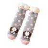 1 Pair Grey Dog Winter Thick Plush Socks Women Warm Indoor Floor Socks Cute Home Sleeping Socks