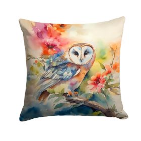 Barn Owl Throw Pillow Machine Washable, Indoor Outdoor Decorative Pillow for Couch, Bed or Patio, 18Hx18W