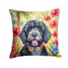 Portuguese Water Dog Luau Throw Pillow Machine Washable, Indoor Outdoor Decorative Pillow for Couch, Bed or Patio, 18Hx18W