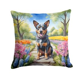 Australian Cattle Dog Spring Garden Throw Pillow Machine Washable, Indoor Outdoor Decorative Pillow for Couch, Bed or Patio, 18Hx18W