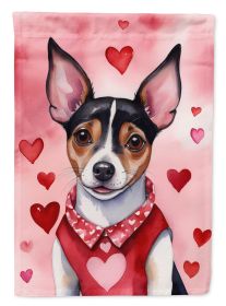 Rat Terrier My Valentine Garden Flag Mailbox Flag Decorative Yard Flag Banner Outside Patio Artwork Yard Flower Beds, Garden Size, Multicolor