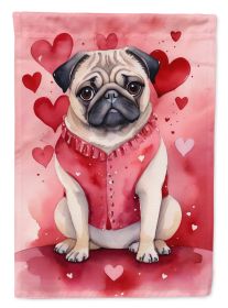 Pug My Valentine Garden Flag Mailbox Flag Decorative Yard Flag Banner Outside Patio Artwork Yard Flower Beds, Garden Size, Multicolor