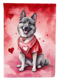 Norwegian Elkhound My Valentine Garden Flag Mailbox Flag Decorative Yard Flag Banner Outside Patio Artwork Yard Flower Beds, Garden Size, Multicolor