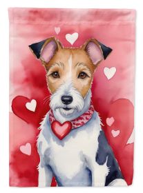 Fox Terrier My Valentine Garden Flag Mailbox Flag Decorative Yard Flag Banner Outside Patio Artwork Yard Flower Beds, Garden Size, Multicolor