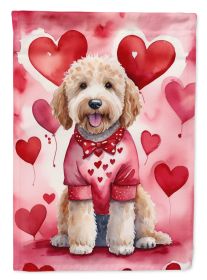 Goldendoodle My Valentine Garden Flag Mailbox Flag Decorative Yard Flag Banner Outside Patio Artwork Yard Flower Beds, Garden Size, Multicolor