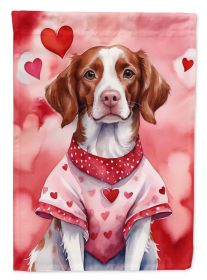 Brittany Spaniel My Valentine Garden Flag Mailbox Flag Decorative Yard Flag Banner Outside Patio Artwork Yard Flower Beds, Garden Size, Multicolor