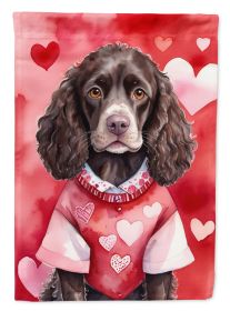 American Water Spaniel My Valentine Garden Flag Mailbox Flag Decorative Yard Flag Banner Outside Patio Artwork Yard Flower Beds, Garden Size