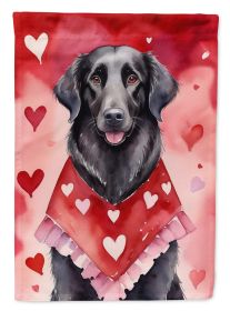 Flat-Coated Retriever My Valentine Garden Flag Mailbox Flag Decorative Yard Flag Banner Outside Patio Artwork Yard Flower Beds, Garden Size