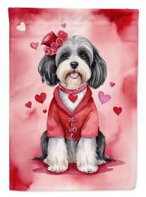 Tibetan Terrier My Valentine Garden Flag Mailbox Flag Decorative Yard Flag Banner Outside Patio Artwork Yard Flower Beds, Garden Size, Multicolor