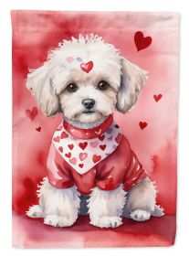 Maltipoo My Valentine Garden Flag Mailbox Flag Decorative Yard Flag Banner Outside Patio Artwork Yard Flower Beds, Garden Size, Multicolor