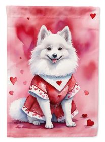 American Eskimo My Valentine Garden Flag Mailbox Flag Decorative Yard Flag Banner Outside Patio Artwork Yard Flower Beds, Garden Size, Multicolor