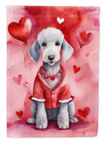 Bedlington Terrier My Valentine Garden Flag Mailbox Flag Decorative Yard Flag Banner Outside Patio Artwork Yard Flower Beds, Garden Size, Multicolor