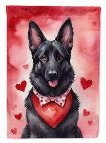 Black German Shepherd My Valentine Garden Flag Mailbox Flag Decorative Yard Flag Banner Outside Patio Artwork Yard Flower Beds, Garden Size