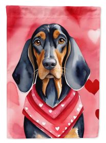 Black and Tan Coonhound My Valentine Garden Flag Mailbox Flag Decorative Yard Flag Banner Outside Patio Artwork Yard Flower Beds, Garden Size