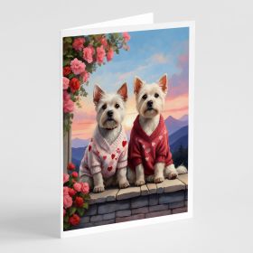 Westie Two Hearts Greeting Cards Pack of 8 Blank Cards with Envelopes Whimsical A7 Size 5x7 Blank Note Cards