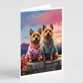 Norwich Terrier Two Hearts Greeting Cards Pack of 8 Blank Cards with Envelopes Whimsical A7 Size 5x7 Blank Note Cards