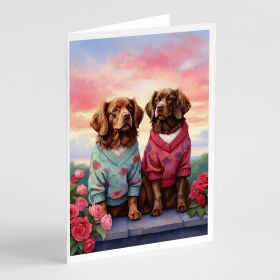 Sussex Spaniel Two Hearts Greeting Cards Pack of 8 Blank Cards with Envelopes Whimsical A7 Size 5x7 Blank Note Cards