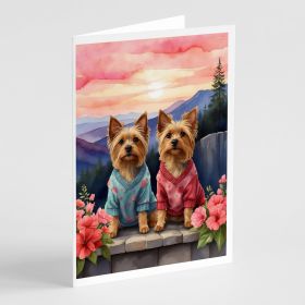 Silky Terrier Two Hearts Greeting Cards Pack of 8 Blank Cards with Envelopes Whimsical A7 Size 5x7 Blank Note Cards