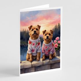 Norfolk Terrier Two Hearts Greeting Cards Pack of 8 Blank Cards with Envelopes Whimsical A7 Size 5x7 Blank Note Cards