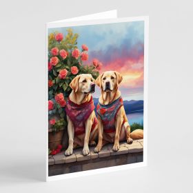 Yellow Labrador Retriever Two Hearts Greeting Cards Pack of 8 Blank Cards with Envelopes Whimsical A7 Size 5x7 Blank Note Cards