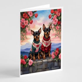 Miniature Pinscher Two Hearts Greeting Cards Pack of 8 Blank Cards with Envelopes Whimsical A7 Size 5x7 Blank Note Cards