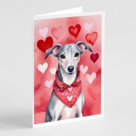 Whippet My Valentine Greeting Cards Pack of 8 Blank Cards with Envelopes Whimsical A7 Size 5x7 Blank Note Cards