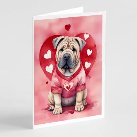 Shar Pei My Valentine Greeting Cards Pack of 8 Blank Cards with Envelopes Whimsical A7 Size 5x7 Blank Note Cards