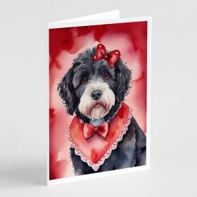 Portuguese Water Dog My Valentine Greeting Cards Pack of 8 Blank Cards with Envelopes Whimsical A7 Size 5x7 Blank Note Cards