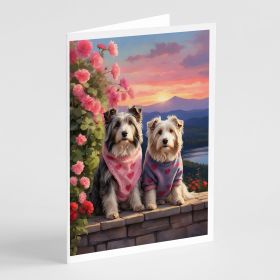 Bearded Collie Two Hearts Greeting Cards Pack of 8 Blank Cards with Envelopes Whimsical A7 Size 5x7 Blank Note Cards