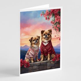 Tibetan Spaniel Two Hearts Greeting Cards Pack of 8 Blank Cards with Envelopes Whimsical A7 Size 5x7 Blank Note Cards