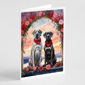 Great Dane Two Hearts Greeting Cards Pack of 8 Blank Cards with Envelopes Whimsical A7 Size 5x7 Blank Note Cards