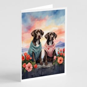 German Shorthaired Pointer Two Hearts Greeting Cards Pack of 8 Blank Cards with Envelopes Whimsical A7 Size 5x7 Blank Note Cards