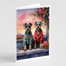 Schnauzer Two Hearts Greeting Cards Pack of 8 Blank Cards with Envelopes Whimsical A7 Size 5x7 Blank Note Cards