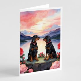 Gordon Setter Two Hearts Greeting Cards Pack of 8 Blank Cards with Envelopes Whimsical A7 Size 5x7 Blank Note Cards