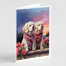 Clumber Spaniel Two Hearts Greeting Cards Pack of 8 Blank Cards with Envelopes Whimsical A7 Size 5x7 Blank Note Cards