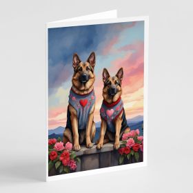 German Shepherd Two Hearts Greeting Cards Pack of 8 Blank Cards with Envelopes Whimsical A7 Size 5x7 Blank Note Cards