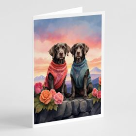 German Wirehaired Pointer Two Hearts Greeting Cards Pack of 8 Blank Cards with Envelopes Whimsical A7 Size 5x7 Blank Note Cards