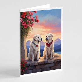 Great Pyrenees Two Hearts Greeting Cards Pack of 8 Blank Cards with Envelopes Whimsical A7 Size 5x7 Blank Note Cards