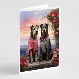 Irish Wolfhound Two Hearts Greeting Cards Pack of 8 Blank Cards with Envelopes Whimsical A7 Size 5x7 Blank Note Cards