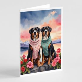 Greater Swiss Mountain Dog Two Hearts Greeting Cards Pack of 8 Blank Cards with Envelopes Whimsical A7 Size 5x7 Blank Note Cards