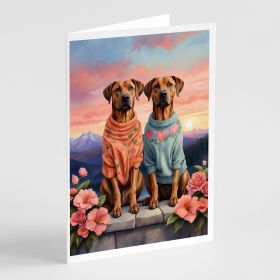 Rhodesian Ridgeback Two Hearts Greeting Cards Pack of 8 Blank Cards with Envelopes Whimsical A7 Size 5x7 Blank Note Cards