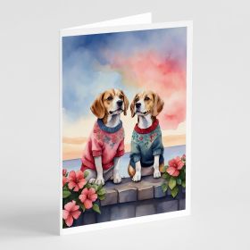 Beagle Two Hearts Greeting Cards Pack of 8 Blank Cards with Envelopes Whimsical A7 Size 5x7 Blank Note Cards