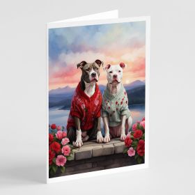 NEW Pit Bull Terrier Two Hearts Greeting Cards Pack of 8 Blank Cards with Envelopes Whimsical A7 Size 5x7 Blank Note Cards