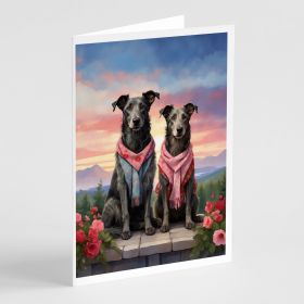 Scottish Deerhound Two Hearts Greeting Cards Pack of 8 Blank Cards with Envelopes Whimsical A7 Size 5x7 Blank Note Cards