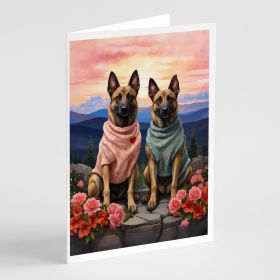 Belgian Malinois Two Hearts Greeting Cards Pack of 8 Blank Cards with Envelopes Whimsical A7 Size 5x7 Blank Note Cards