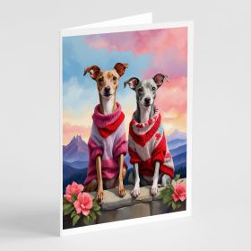 Italian Greyhound Two Hearts Greeting Cards Pack of 8 Blank Cards with Envelopes Whimsical A7 Size 5x7 Blank Note Cards