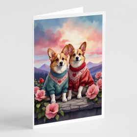 Corgi Two Hearts Greeting Cards Pack of 8 Blank Cards with Envelopes Whimsical A7 Size 5x7 Blank Note Cards