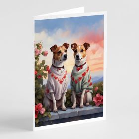 Jack Russell Terrier Two Hearts Greeting Cards Pack of 8 Blank Cards with Envelopes Whimsical A7 Size 5x7 Blank Note Cards