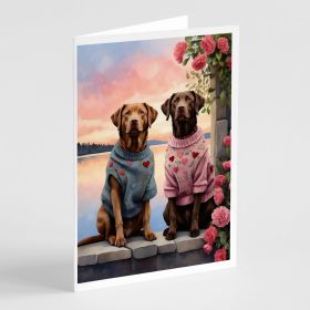 Chesapeake Bay Retriever Two Hearts Greeting Cards Pack of 8 Blank Cards with Envelopes Whimsical A7 Size 5x7 Blank Note Cards